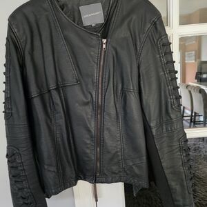 Kate & Mallory Sleek Black Faux Leather Jacket Size Large